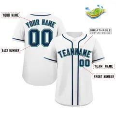 White Navy-Aqua Classic Authentic Baseball Jersey 2