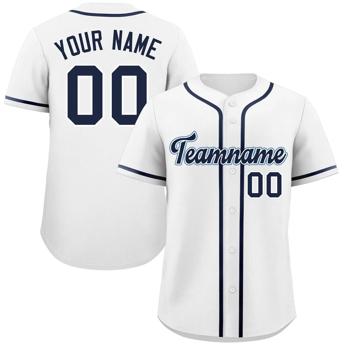 White Navy-Aqua Classic Authentic Baseball Jersey