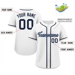White Navy-Aqua Classic Authentic Baseball Jersey 2