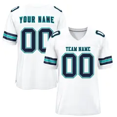 White Navy-Aqua Classic Style Mesh Authentic Football Jersey 1