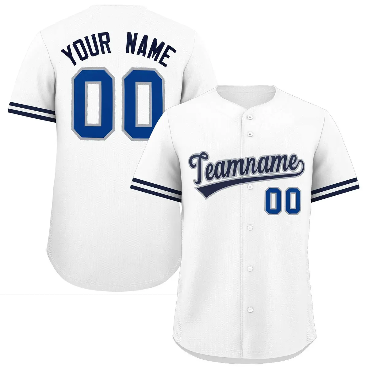 White Navy Authentic Full-Button Baseball Jersey