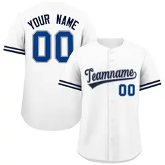 White Navy Authentic Full-Button Baseball Jersey
