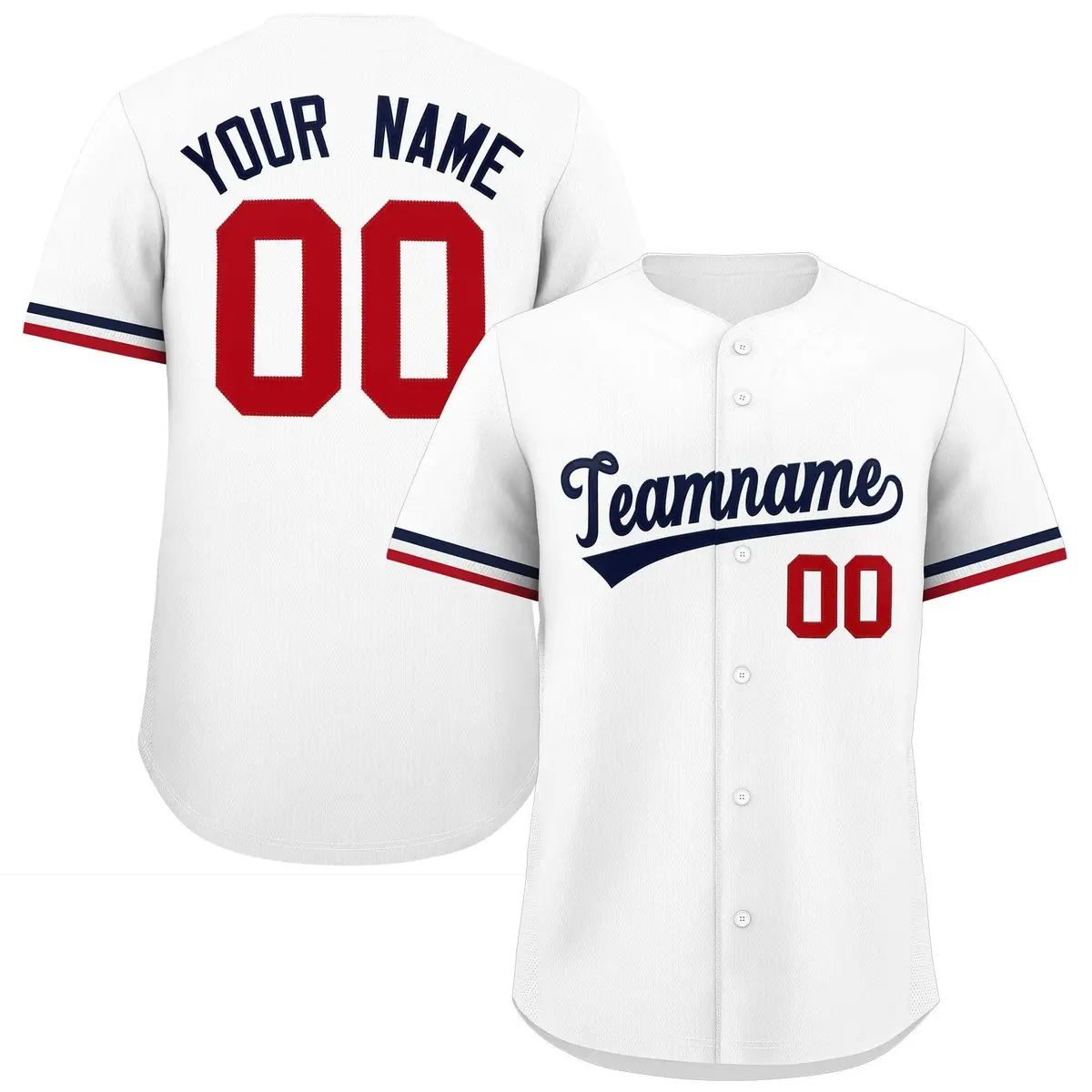 White Navy Authentic Full-Button Baseball Jersey
