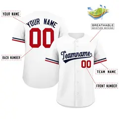 White Navy Authentic Full-Button Baseball Jersey 2