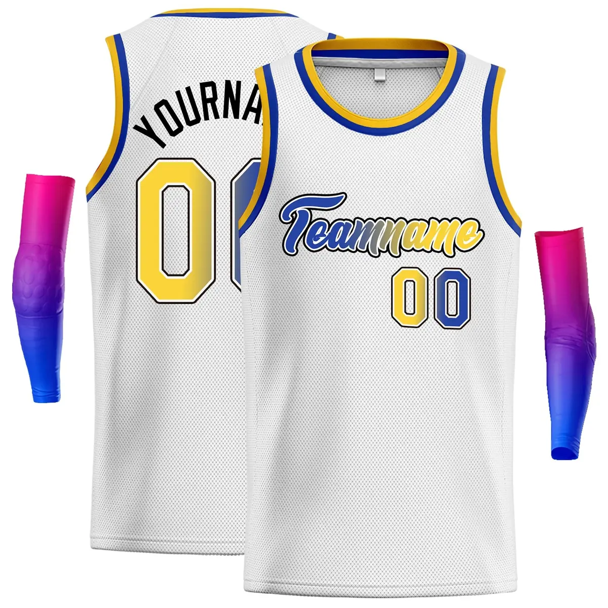 White Navy-Black Gradient Classic Men's Basketball Jersey