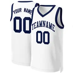 White Navy Blue Classic Team Basketball Jersey