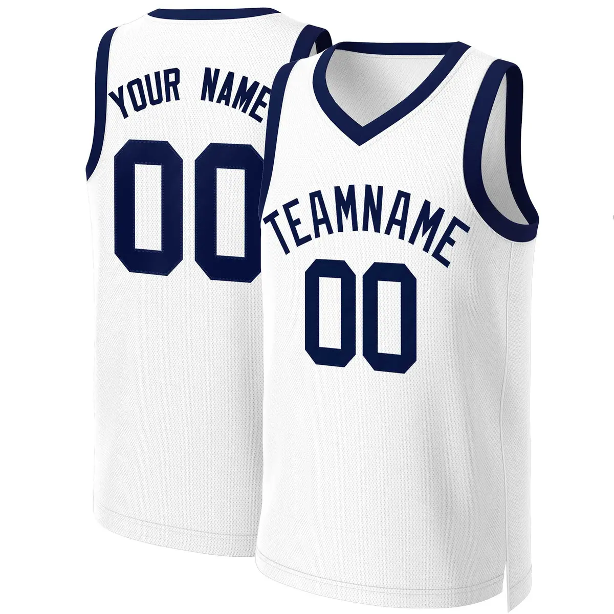 White Navy Blue Classic Team Basketball Jersey