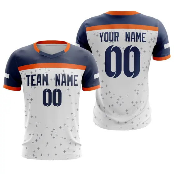 White Navy Breathable Sport Soccer Jersey