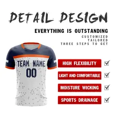 White Navy Breathable Sport Soccer Jersey 2