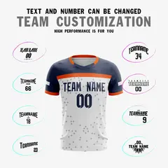 White Navy Breathable Sport Soccer Jersey 3