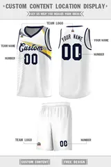 White Navy Chest Color Block Basketball Jersey 2