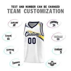 White Navy Chest Color Block Basketball Jersey 4
