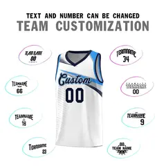 White Navy Chest Color Block Basketball Jersey 4