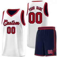 White Navy Chest Slash Pattern Basketball Jersey 1