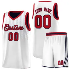 White Navy Chest Slash Pattern Basketball Jersey 1