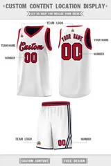 White Navy Chest Slash Pattern Basketball Jersey 3
