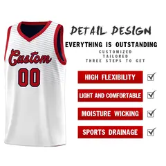 White Navy Chest Slash Pattern Basketball Jersey 4
