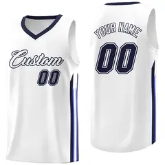 White Navy Classic Athletic Basketball Jersey