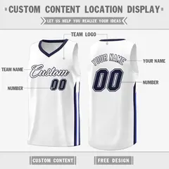 White Navy Classic Athletic Basketball Jersey 2