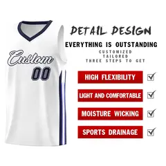 White Navy Classic Athletic Basketball Jersey 4