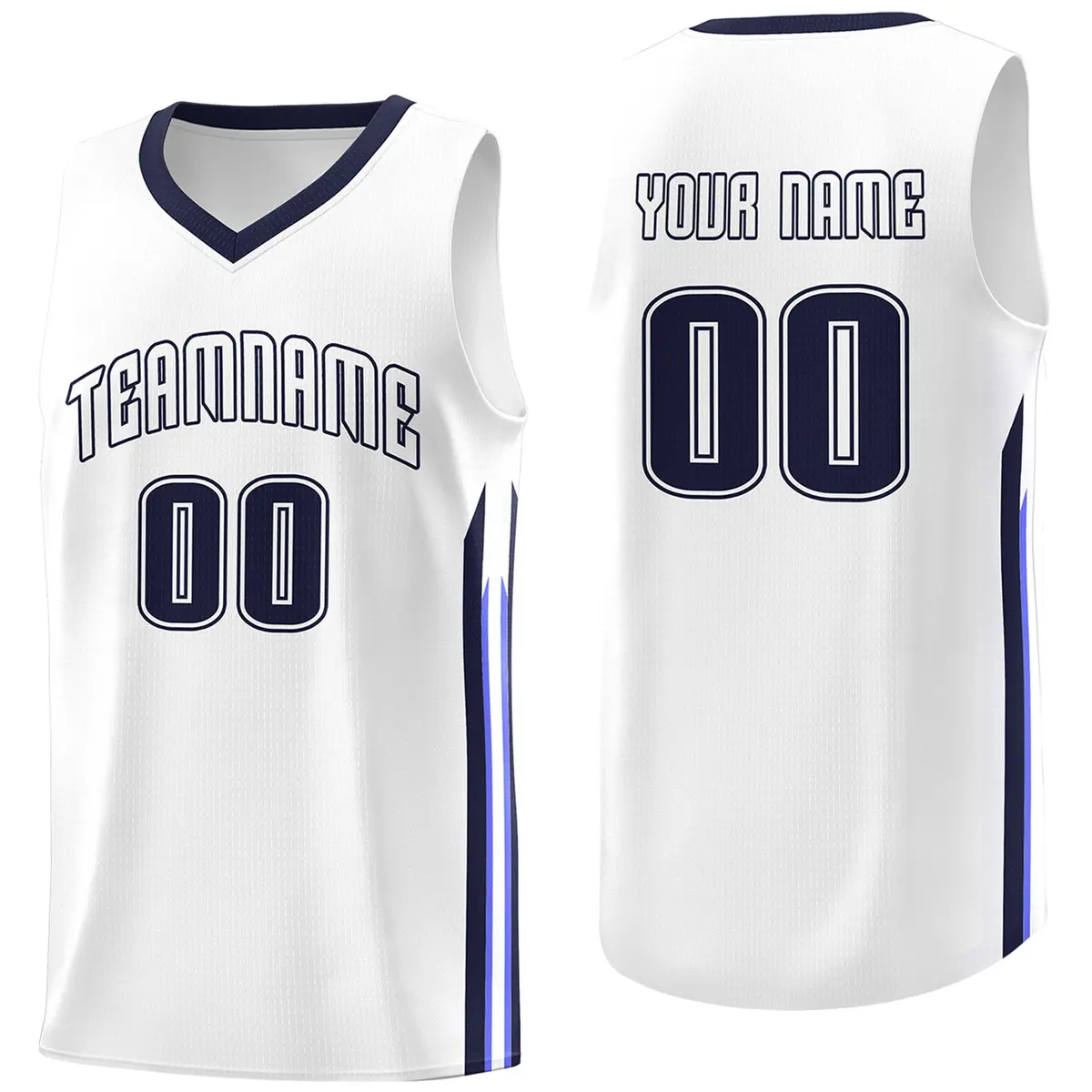 White Navy Classic Athletic Basketball Jersey