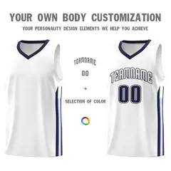 White Navy Classic Athletic Basketball Jersey 3