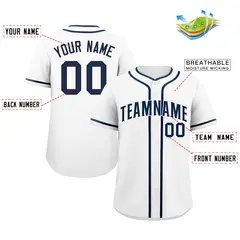 White Navy Classic Authentic Baseball Jersey 3