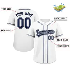 White Navy Classic Authentic Baseball Jersey 2