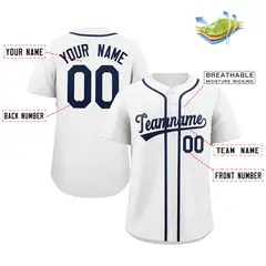 White Navy Classic Authentic Baseball Jersey 2