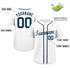 White Navy Classic Authentic Baseball Jersey 2