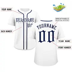 White Navy Classic Authentic Baseball Jersey 2