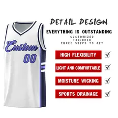 White Navy Classic Color Block Uniform Basketball Jersey 2