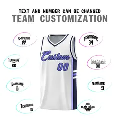 White Navy Classic Color Block Uniform Basketball Jersey 4