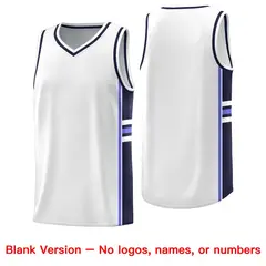 White Navy Classic Color Block Uniform Basketball Jersey 6