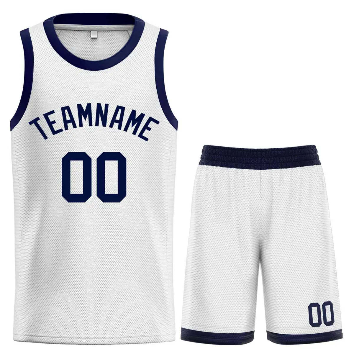 White Navy-Classic Curved Sets Basketball Jersey