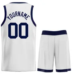 White Navy-Classic Curved Sets Basketball Jersey 2