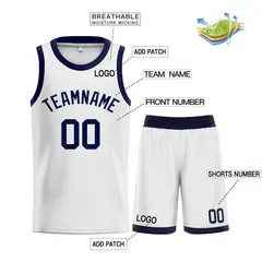 White Navy-Classic Curved Sets Basketball Jersey 3