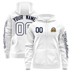 White Navy Classic Full-Zip Varsity Letterman Jacket Hoodie 1