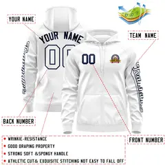 White Navy Classic Full-Zip Varsity Letterman Jacket Hoodie 4