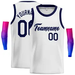 White Navy Classic Men's Basketball Jersey 1