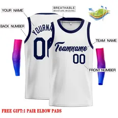 White Navy Classic Men's Basketball Jersey 2