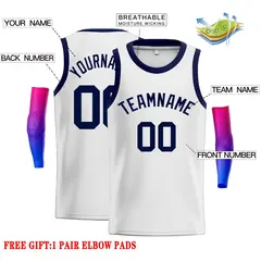 White Navy Classic Men's Basketball Jersey 2