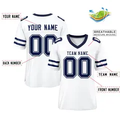 White Navy Classic Mesh Authentic Football Jersey 2