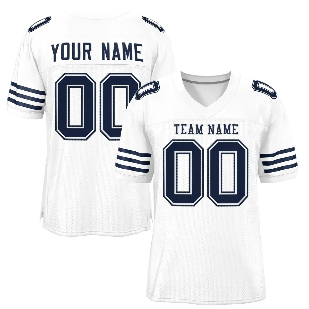 White Navy Classic Mesh Authentic Football Jersey