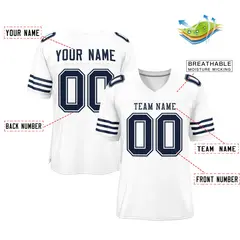 White Navy Classic Mesh Authentic Football Jersey 2