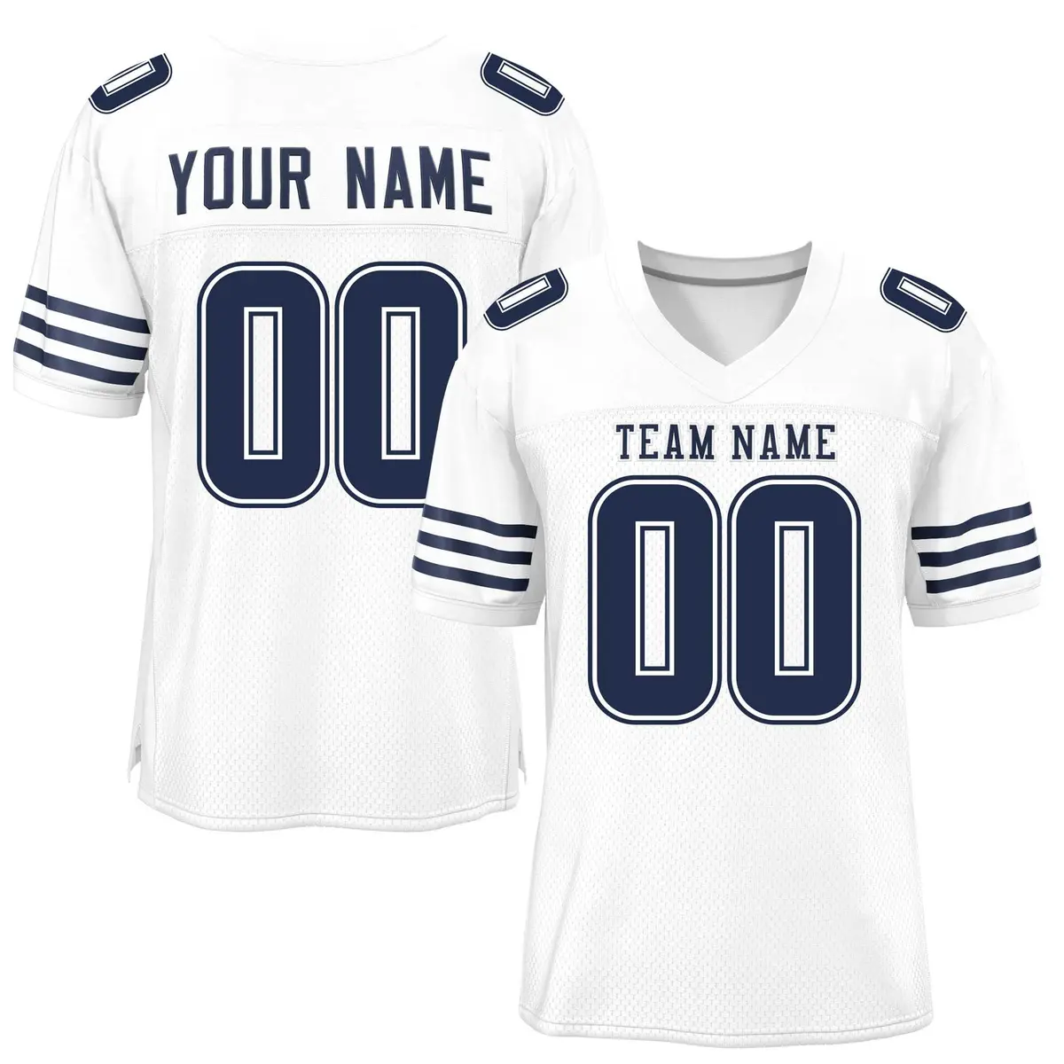 White Navy Classic Mesh Authentic Football Jersey