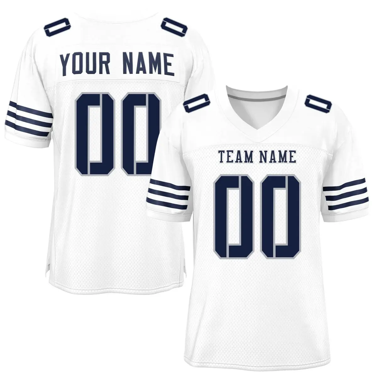 White Navy Classic Mesh Authentic Football Jersey