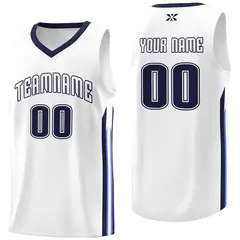 White Navy Classic Mesh Sport Basketball Jersey