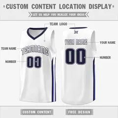 White Navy Classic Mesh Sport Basketball Jersey 2