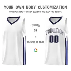 White Navy Classic Mesh Sport Basketball Jersey 3